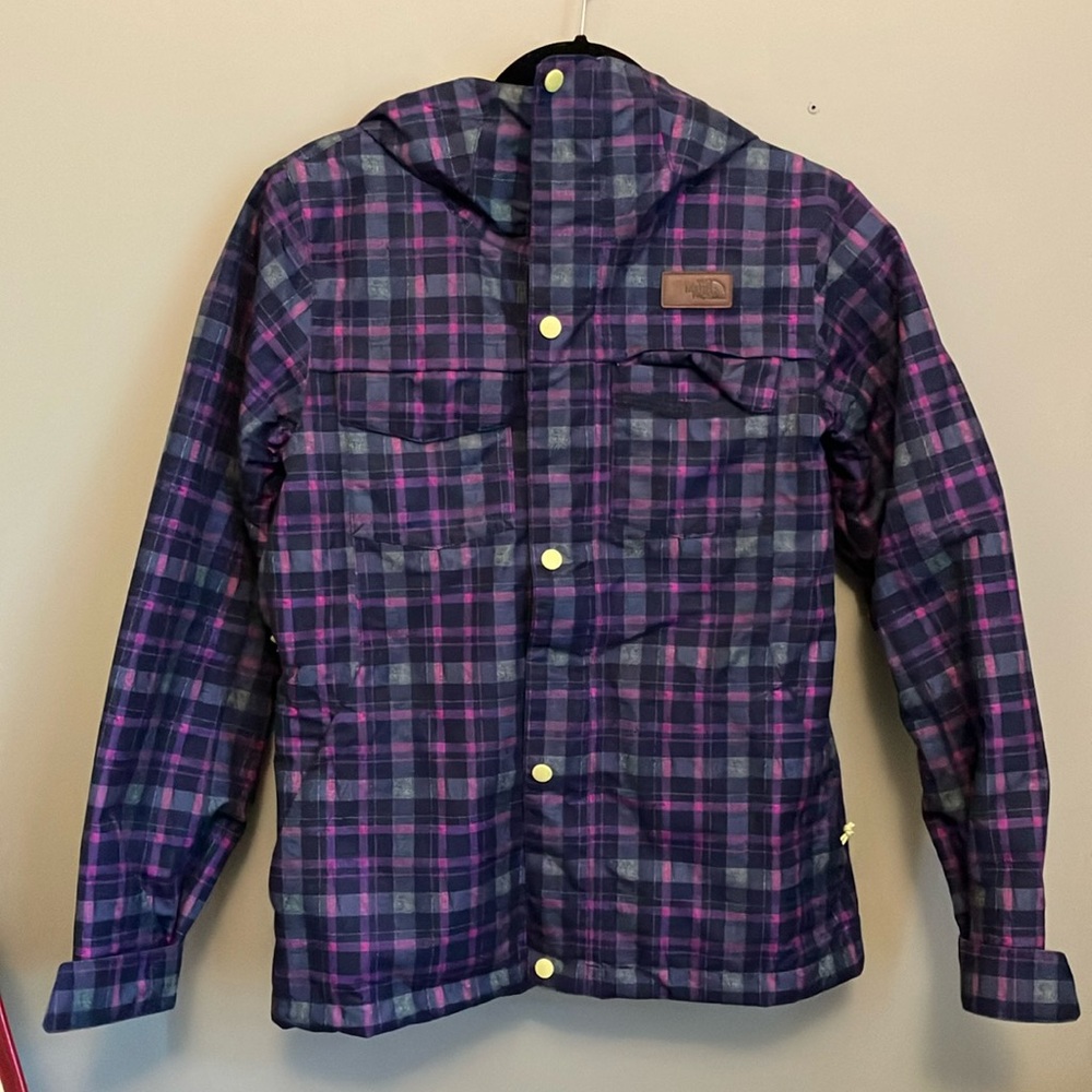 The North Face Purple and Pink Plaid Ski Jacket